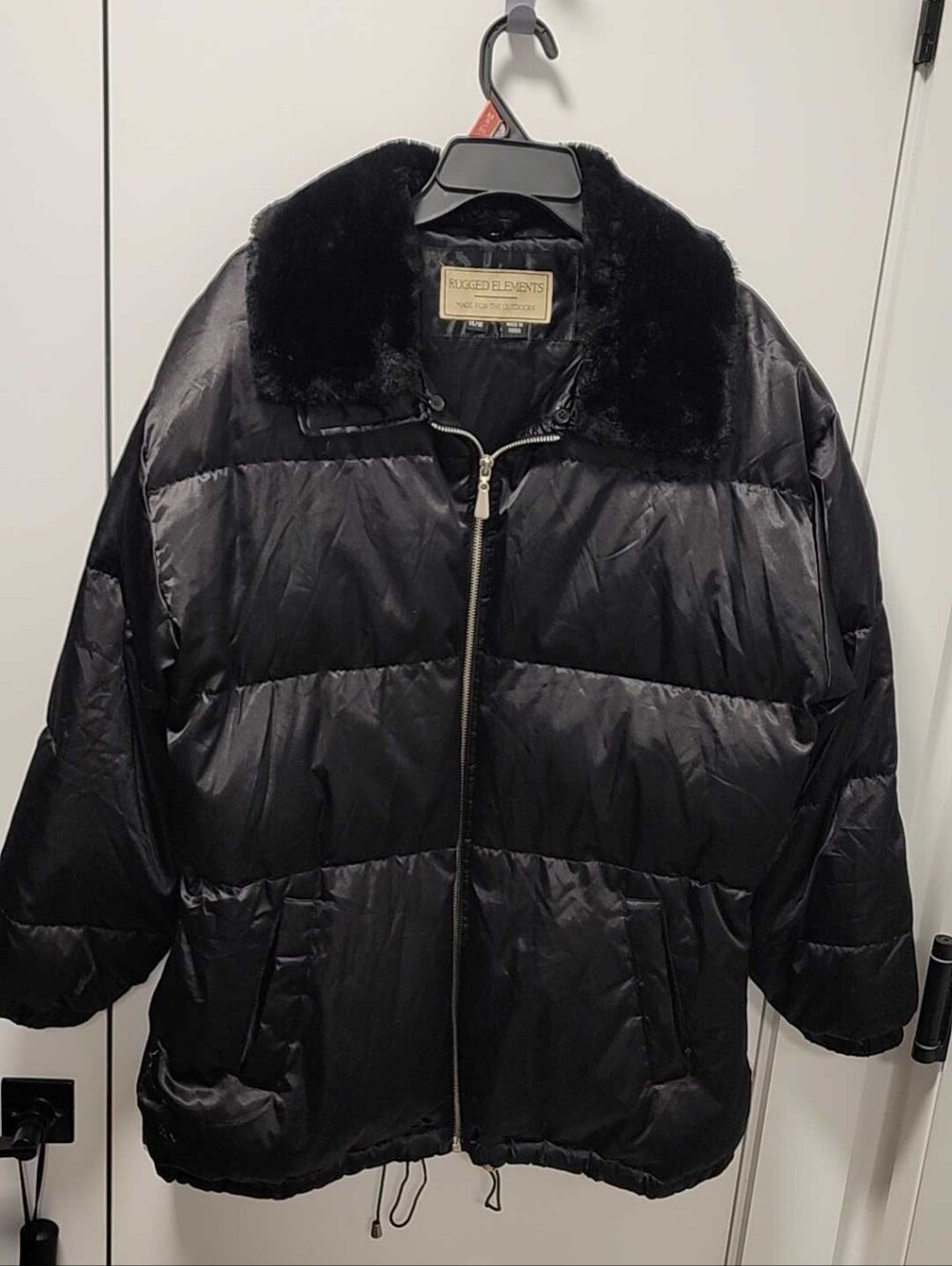 Women's Black Faux-Fur Collar Puffer Jacket Size - 14/16